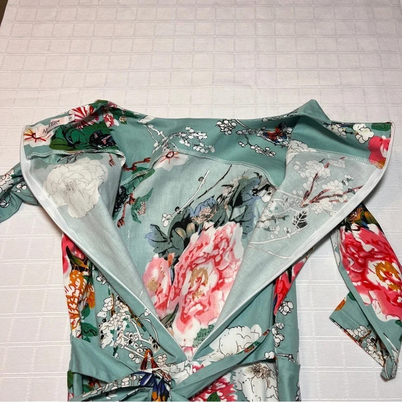 Artter Blue Floral Dress 2/4 Length Sleeves Tie at the Waist Women’s Small - Picture 4 of 9